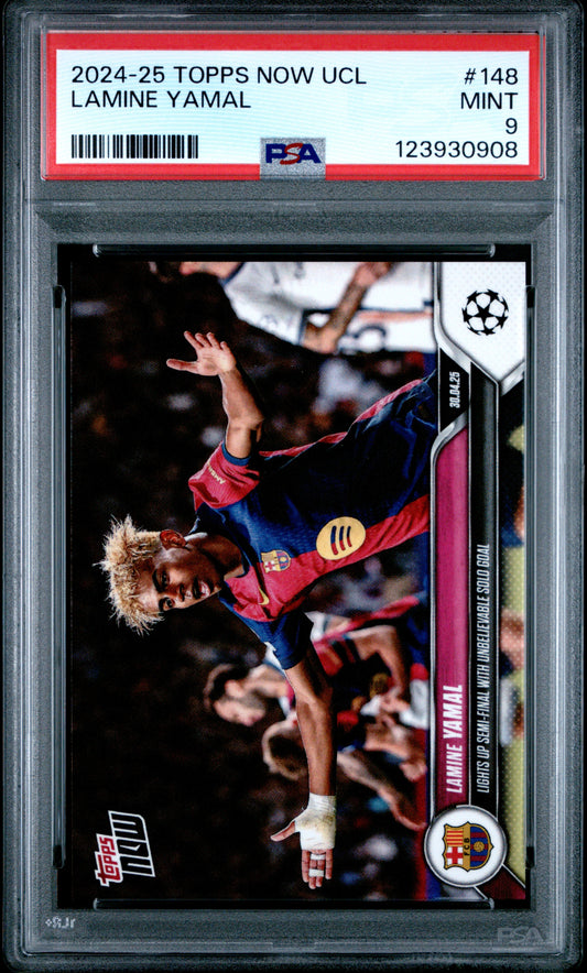 Graded 2024 Topps Now UCL Lamine Yamal #148 Rookie RC Soccer Card PSA 9 Mint