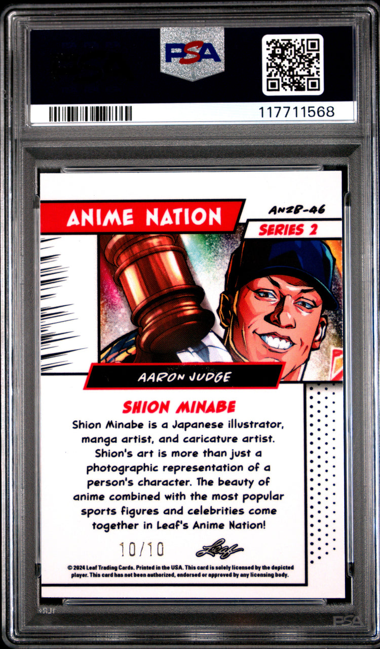 Graded 2024 Leaf Aaron Judge #AN2B46 Anime Nation Series 2 Pink /10 Baseball Card PSA 7 Near Mint