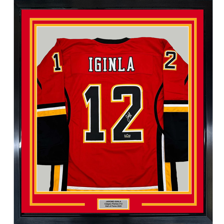 Framed Facsimile Autographed Jarome Iginla 35x39 Calgary Red Reprint Laser Auto Hockey Jersey