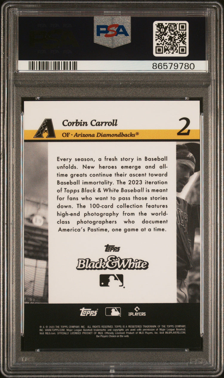 Graded 2023 Topps Black & White Corbin Carroll #2 Rookie RC Baseball Card PSA 10 Gem Mint