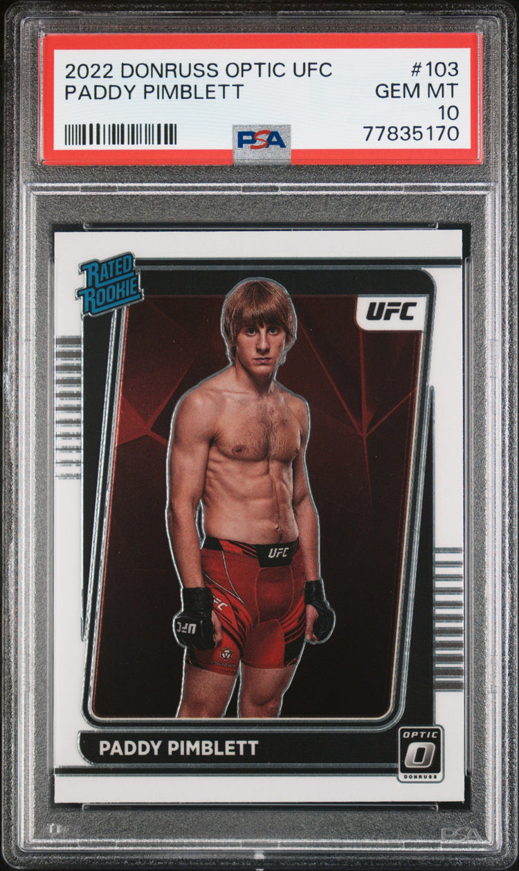 Graded 2022 Panini Donruss Optic UFC Paddy Pimblett #103 Rookie RC UFC MMA Card PSA 10 Gem Mint