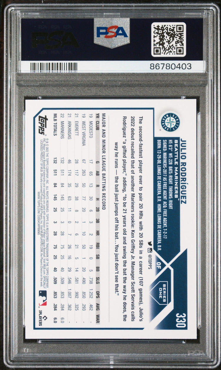 Graded 2023 Topps Julio Rodriguez #330 Rookie Cup Baseball Card PSA 10 Gem Mint