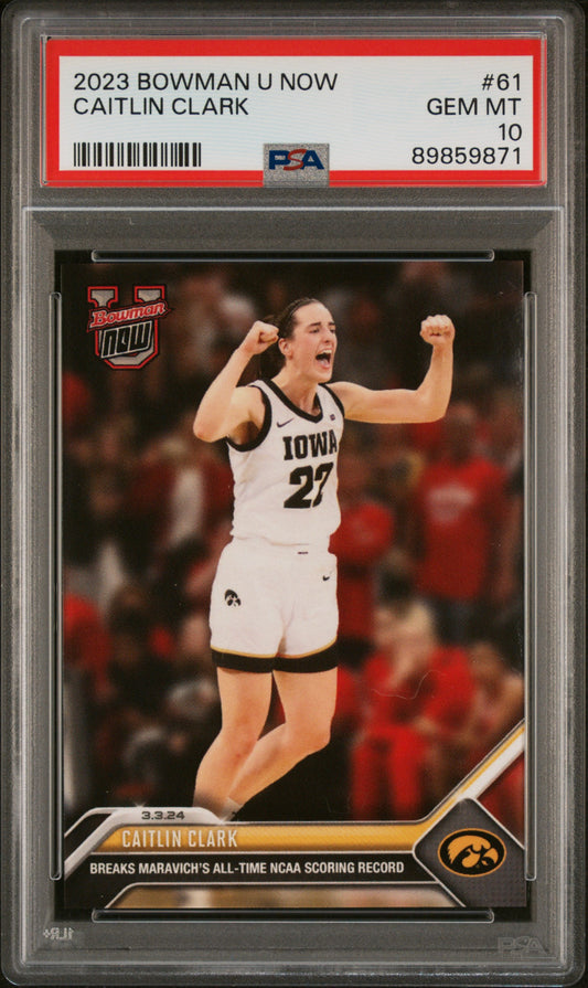 Graded 2023 Topps Bowman U Now Caitlin Clark #61 Rookie RC Basketball Card PSA 10 Gem Mint