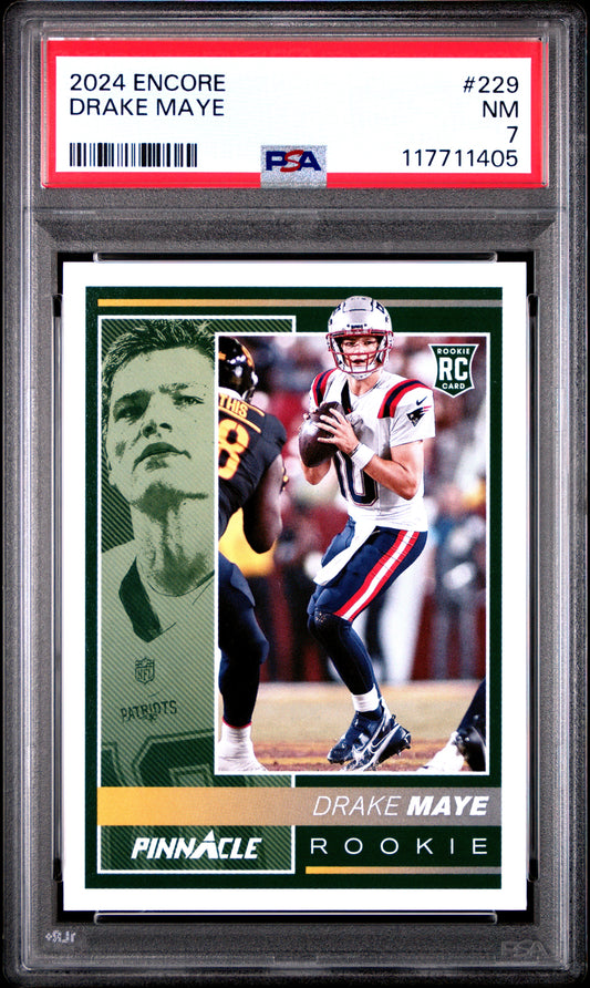 Graded 2024 Panini Encore Drake Maye #229 Rookie RC Football Card PSA 7 Near Mint