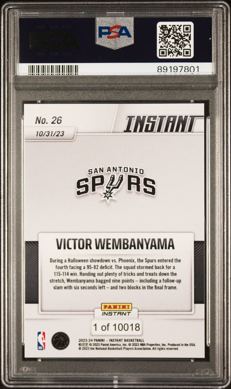 Graded 2023 Panini Instant Victor Wembanyama #26 Rookie RC Basketball Card PSA 9 Mint