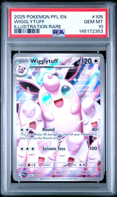 Graded 2025 PKM PFL EN Wigglytuff #105 Illustration Rare Trading Card Game PSA 10 Gem Mint