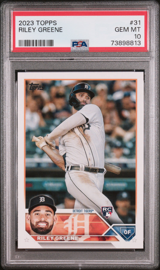 Graded 2023 Topps Riley Greene #31 Rookie RC Baseball Card PSA 10 Gem Mint