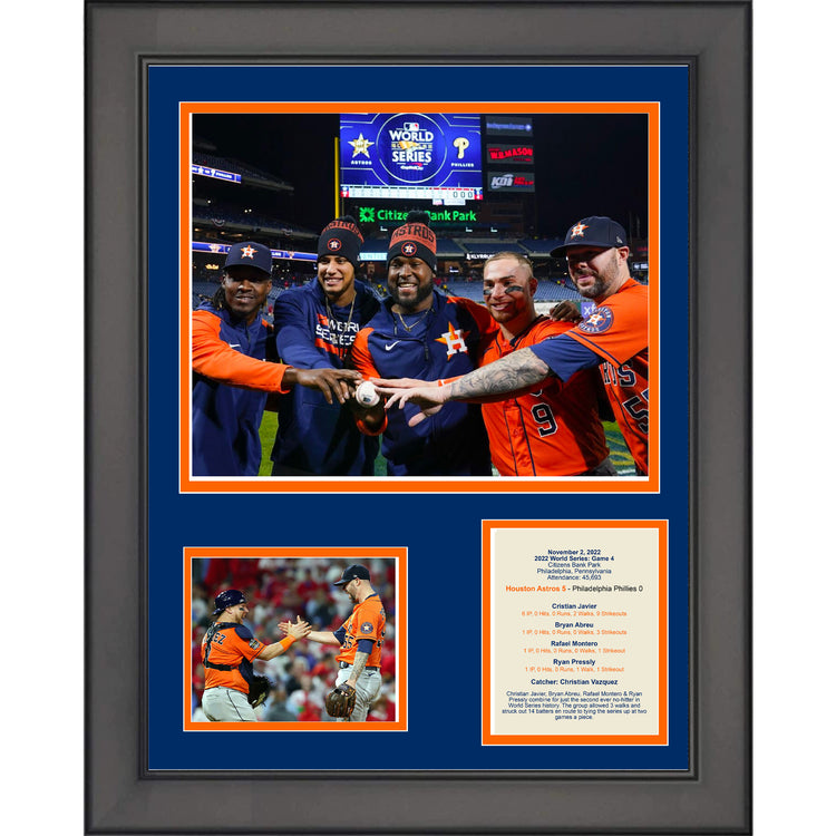 Framed Houston Astros Cristian Javier Combined No Hitter 2022 World Series 11"x14" Three Photo Collage