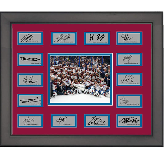 Framed 2022 Colorado Avalanche Stanley Cup Champions 14x Team Facsimile Laser Engraved Signature Auto Collage 20x25 Hockey Photo