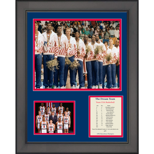 Framed 1992 Dream Team USA Barcelona Olympics Basketball 11"x14" Three Photo Collage