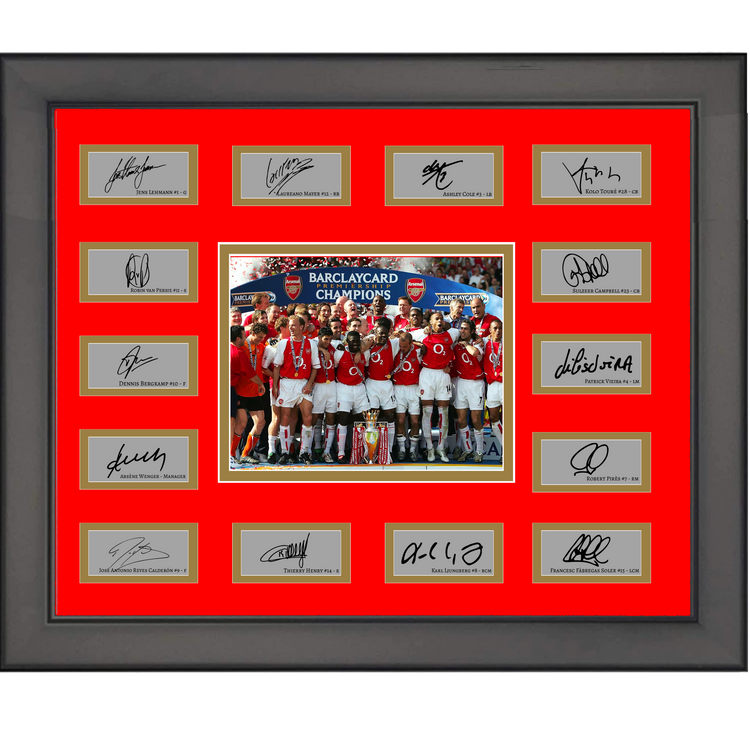 Framed 2004 Arsenal Invincibles Premier League Champions Team Facsimile Laser Engraved Signature Auto Collage 20x25 Soccer Futbol Photo