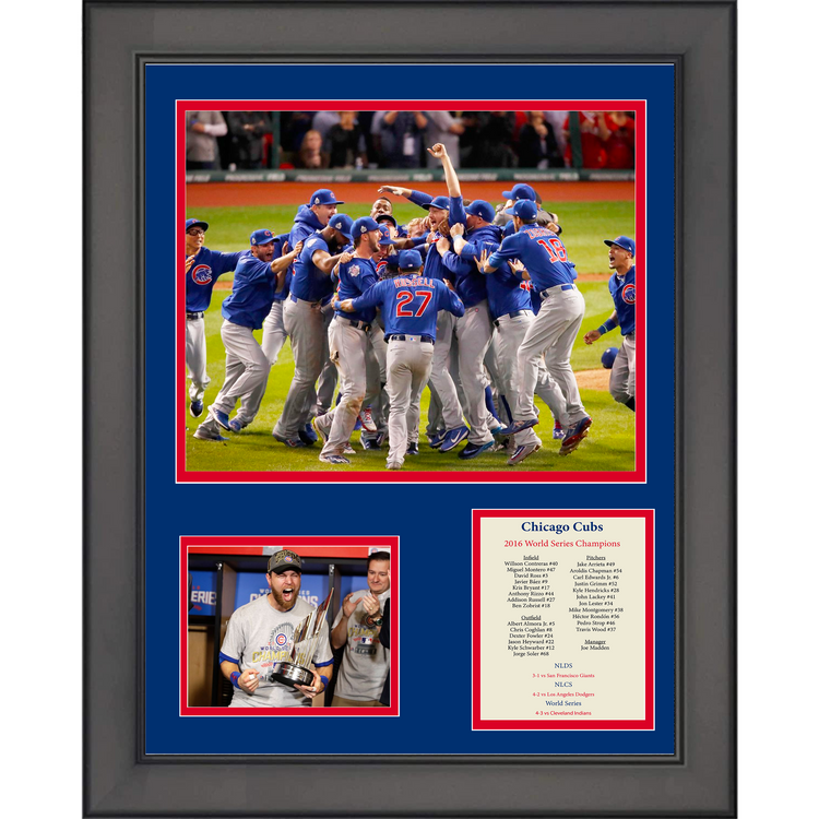 Framed Chicago Cubs 2016 World Series Champions Ben Zobrist MVP 11"x14" Baseball Three Photo Collage