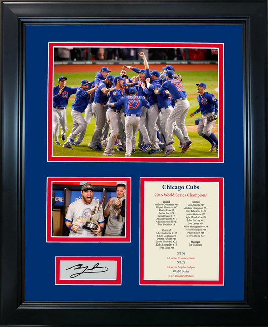 Framed Chicago Cubs 2016 World Series Champions Facsimile Laser Engraved Ben Zobrist MVP Signature Auto 11"x14" Baseball Photo Sig Collage