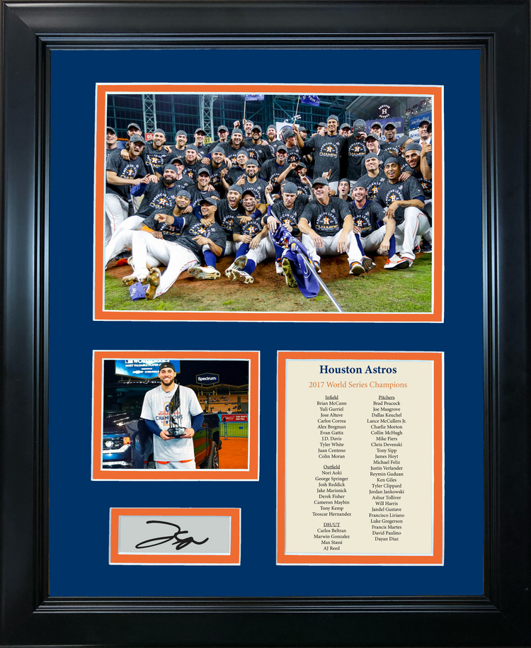 Framed Houston Astros 2017 World Series Champions Facsimile Laser Engraved George Springer MVP Signature Auto 11"x14" Baseball Photo Sig Collage