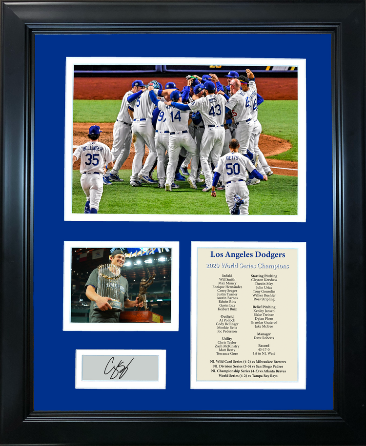 Framed 2020 World Series Champions Corey Seager MVP Facsimile Laser Engraved Signature Auto 11"x14" Baseball Photo Sig Collage