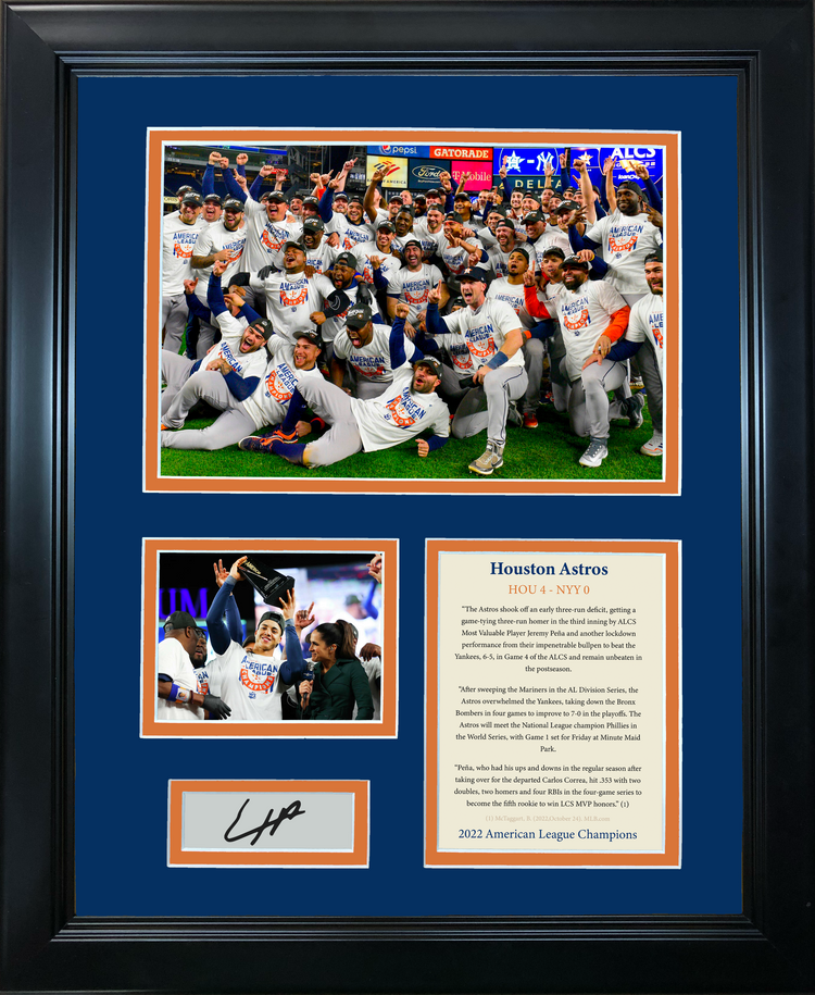 Framed Houston Astros 2022 ALCS American League Champions Jeremy Pena MVP Facsimile Laser Engraved Signature Auto 11"x14" Baseball Photo Sig Collage