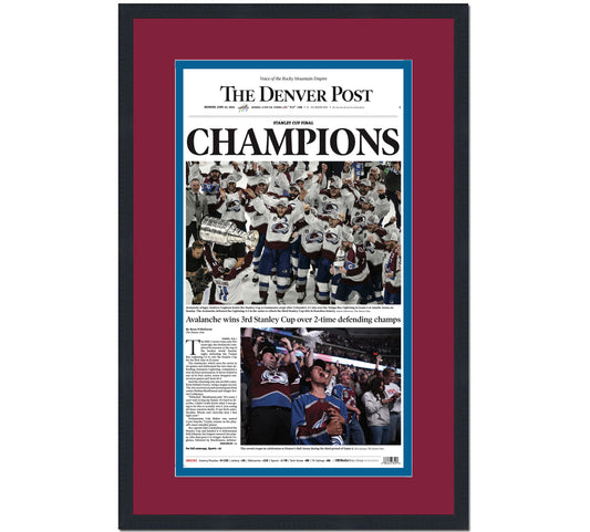 Framed Denver Post Colorado Avalanche 2022 Stanley Cup Champions 14x24 Hockey Newspaper Cover Photo Professionally Matted V1