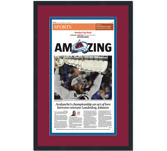 Framed Denver Post Colorado Avalanche 2022 Stanley Cup Champions 14x24 Hockey Newspaper Cover Photo Professionally Matted V2