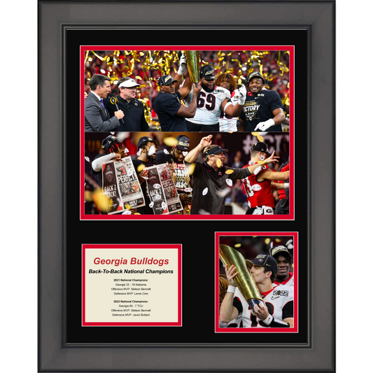 Framed Georgia Bulldogs Back-To-Back National Championship College Football 11"x14" Three Photo Collage