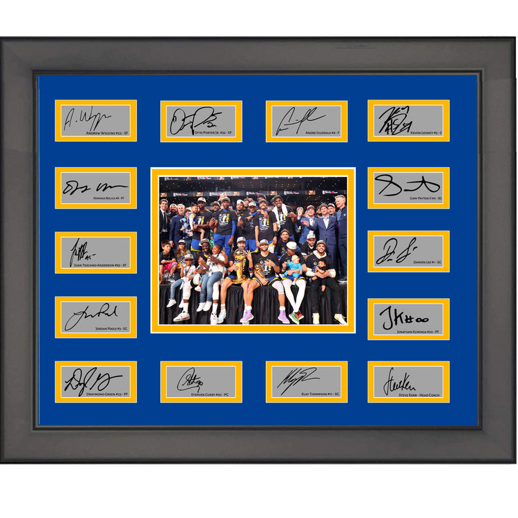 Framed 2022 Golden State Warriors NBA Champions Team Facsimile Laser Engraved Signature Auto Collage 20x25 Basketball Photo