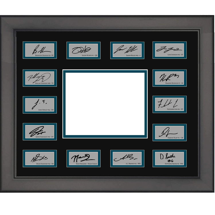 Framed 2022 Philadelphia Eagles Super Bowl Champions Team Facsimile Laser Engraved Signature Auto Collage 20x25 Football Photo