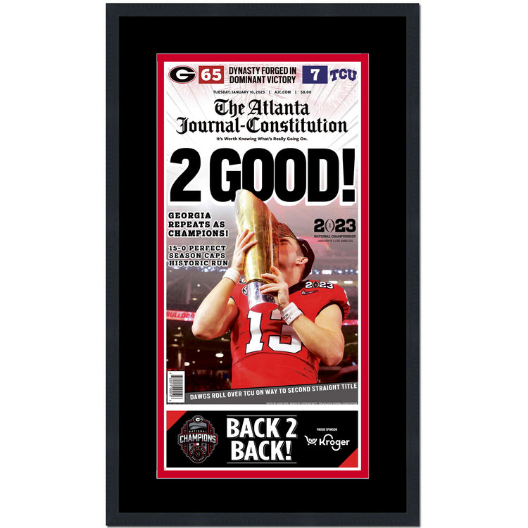 Framed The Atlanta Journal Constitution Georgia Bulldogs 2022 NCAA National Champions 14x23 Newspaper Cover Photo Professionally Matted V1