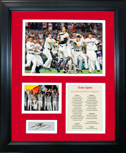 Framed Japan 2023 World Baseball Classic Champions Shohei Ohtani MVP Facsimile Laser Engraved Signature Auto Baseball 11"x14" Photo Sig Collage