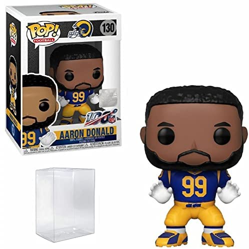 Aaron Donald #130 Funko POP! Football NFL: Los Angeles Rams Figurine Bundle with Protector Display Case