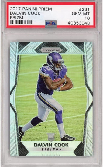 Graded 2017 Panini Prizm Dalvin Cook #231 Silver Prizm Rookie RC Football Card PSA 10 Gem Mint