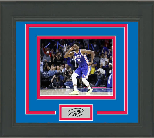 Framed Joel Embiid Facsimile Laser Engraved Signature Auto Philadelphia 76ers 11x14 Basketball Photo