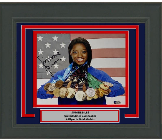 Framed Autographed/Signed Simone Biles Olympic Gymnast 8x10 Gymnastics Photo Beckett BAS COA #6