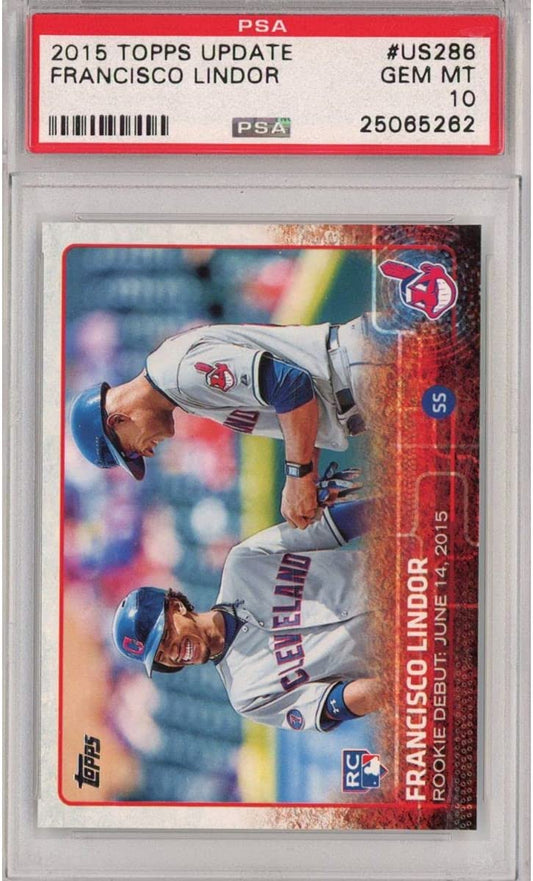 Graded 2015 Topps Update Francisco Lindor #US286 White Jersey Rookie RC Baseball Card PSA 10 Gem Mint