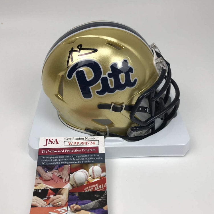 Autographed/Signed Aaron Donald Pittsburgh Panthers College Football Mini Helmet JSA COA