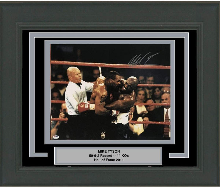 Framed Autographed/Signed Mike Tyson vs. Evander Holyfield Bite Biting Boxing 16x20 Photo PSA/DNA COA
