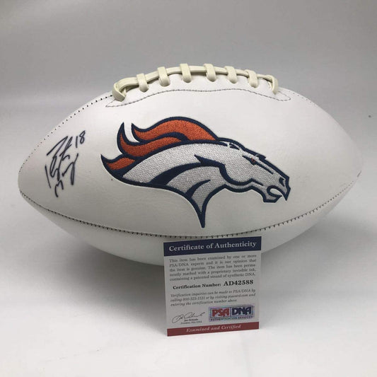 Autographed/Signed Peyton Manning Denver Broncos FS White Panel Logo Football PSA/DNA COA