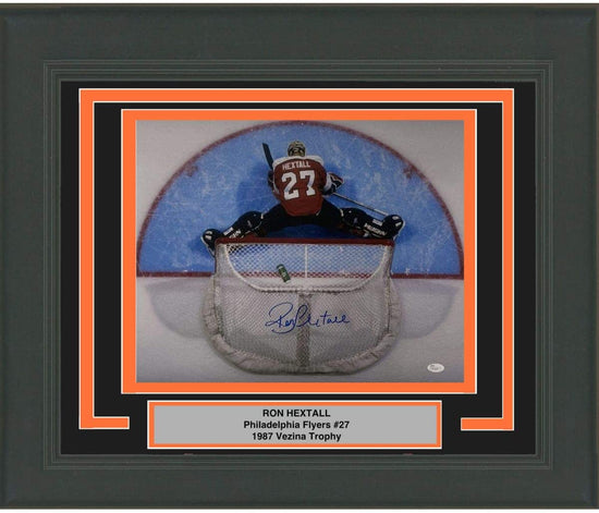 Framed Autographed/Signed Ron Hextall Philadelphia Flyers 16x20 Hockey Photo JSA COA