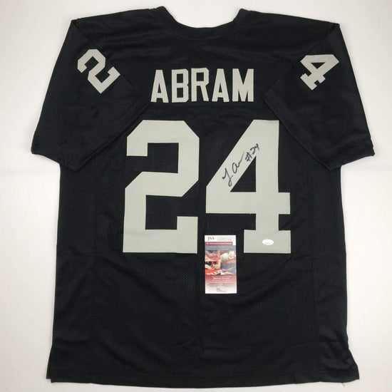 Autographed/Signed Johnathan Abram Oakland Black Football Jersey JSA COA