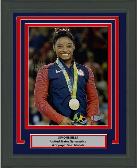 Framed Autographed/Signed Simone Biles Olympic Gymnast 8x10 Gymnastics Photo Beckett BAS COA #6