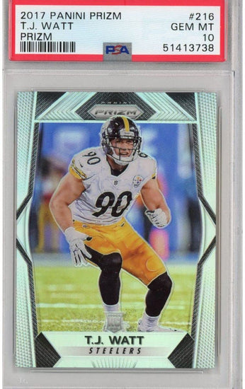 Graded 2017 Panini Prizm TJ T.J. Watt #216 Silver Prizm Rookie RC Football Card PSA 10 Gem Mint