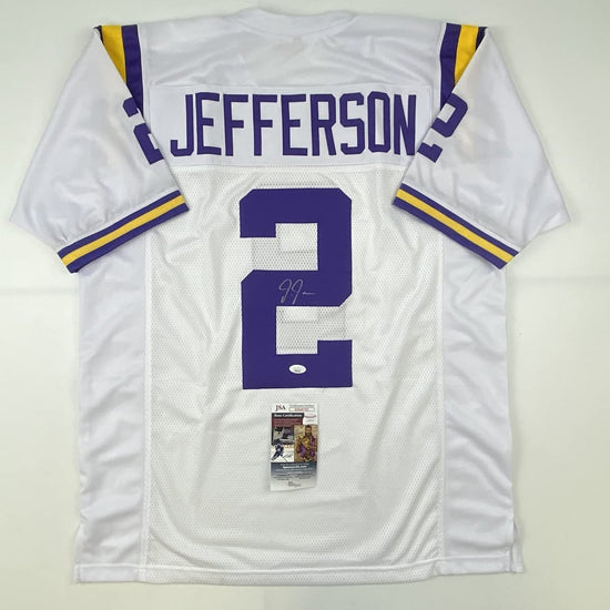 Autographed/Signed Justin Jefferson LSU White College Football Jersey JSA COA