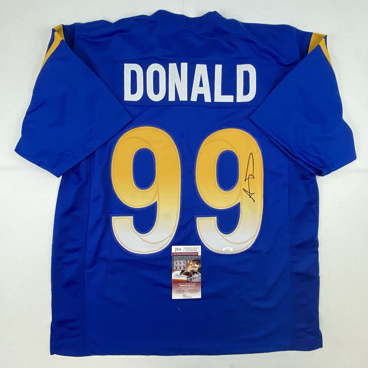 Autographed/Signed Aaron Donald Los Angeles LA Royal Blue Football Jersey JSA COA