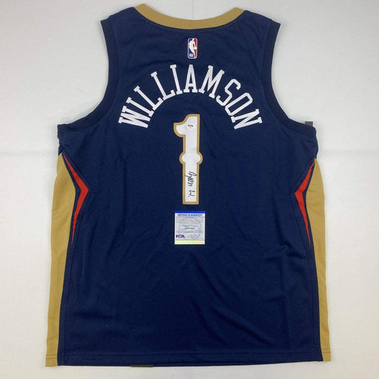 Autographed/Signed Zion Williamson New Orleans Blue Basketball Jersey PSA/DNA COA
