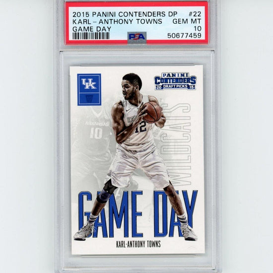 Graded 2015-16 Panini Contenders DP Draft Picks Karl-Anthony Towns #22 Game Day Rookie RC Basketball Card PSA 10 Gem Mint