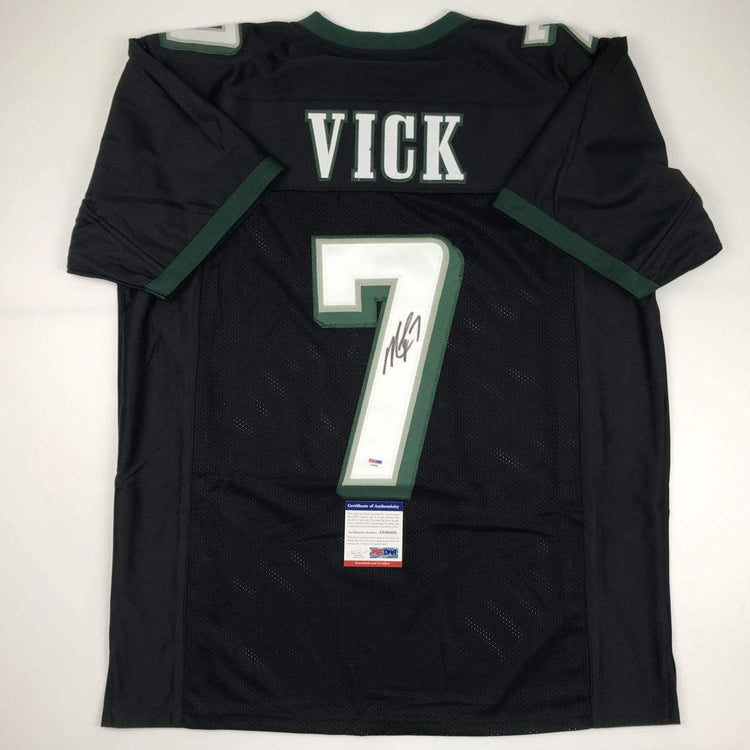 Autographed/Signed Michael Mike Vick Philadelphia Black Football Jersey PSA/DNA COA