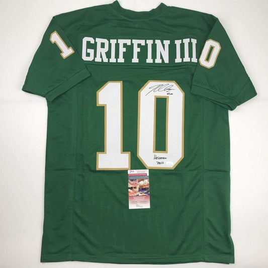Autographed/Signed Robert Griffin III Baylor Green College Football Jersey JSA COA