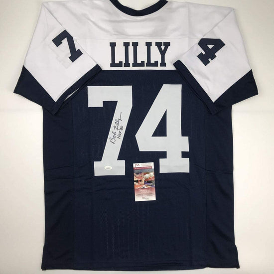Autographed/Signed Bob Lilly HOF 80 Dallas Thanksgiving Day Football Jersey JSA COA