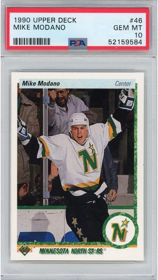 Graded 1990-91 Upper Deck UD Mike Modano#46 Rookie RC Hockey Card PSA 10 Gem Mint