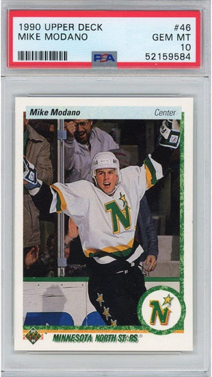 Graded 1990-91 Upper Deck UD Mike Modano#46 Rookie RC Hockey Card PSA 10 Gem Mint