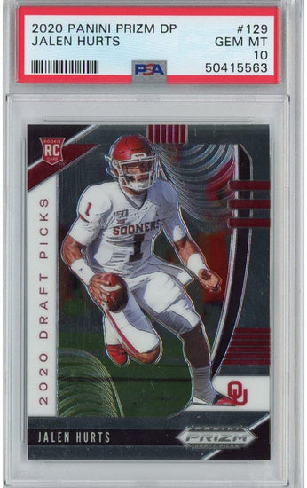 Graded 2020 Panini Prizm Draft Picks DP Jalen Hurts #129 Rookie RC Football Card PSA 10 Gem Mint