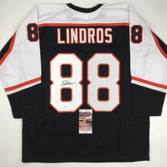 Autographed/Signed Eric Lindros Philadelphia Black Hockey Jersey JSA COA